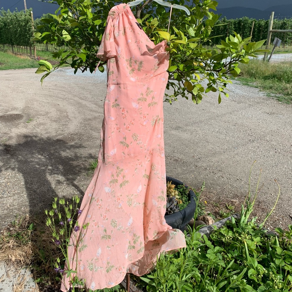 Feminine Summer Floral Ruched One-Shoulder Dress size 4 (Small) - Picture 6 of 13